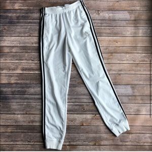 Adidas White Classic 3 stripe joggers S